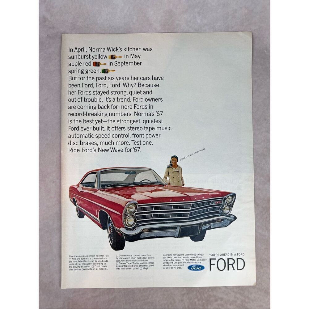 Vintage Print Advertisement Ad 1967 Ford Galaxie: Norma Wicks